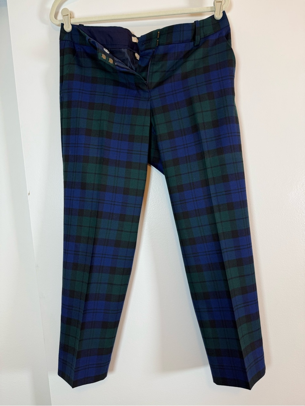 J. Crew Factory Blackwatch Tartan Cropped Pants - Blue & Green